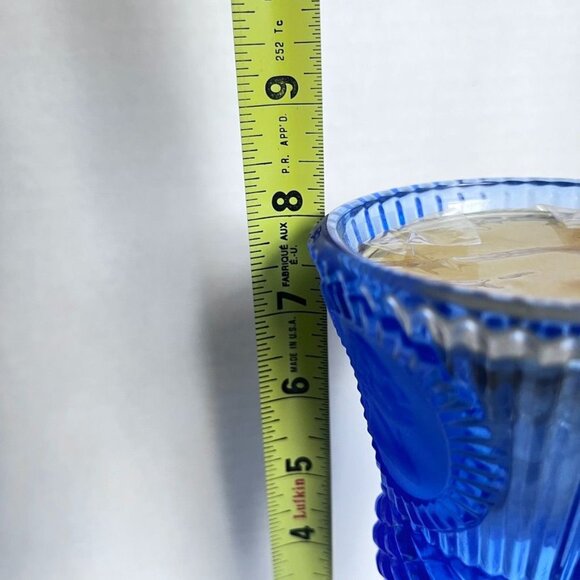 Vtg 2 Avon Blue Fostoria Goblet Candle Holders Martha & George Washington - Picture 5 of 8